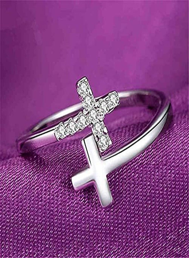 BQfife 925 Sterling Silver Christian Faith Cross Ring for Women, Dainty Inspirational Jewelry Easter Teen Gifts - Image 4